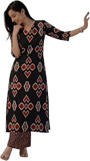 ANNI DESIGNER Co Ord Set for Women Viscose Printed | Straight Kurta Palazzo Set for Woman | V Neck 3/4 Sleeve Ethnic Dress Stylish Coord Outfit Trendy Womens Clothing