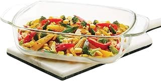 Borosil 1.5 L Baking & Serving Dish | Borosilicate Glass Rectangle Shape Bakeware and Serveware Casserole Dish Tray | Microwave, Oven & Dishwasher Safe Bowl (Clear)
