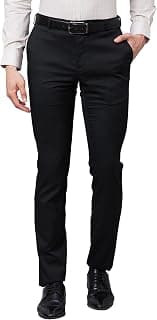 Raymond Men Slim Fit Structure Pattern Polyester Blend Flat Front Formal Trouser