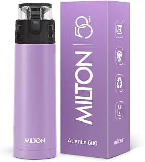 MILTON Atlantis 600 Thermosteel Water Bottle 500 ml, 24 Hr Hot and Cold I Leak Proof Lid, ISI Certified I Vacuum Insulated I for Office, Gym, School I Purple