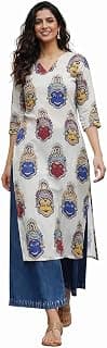 Women Printed, Tribal, Kalamkari, Abstract Khadi Cotton Kurti.
