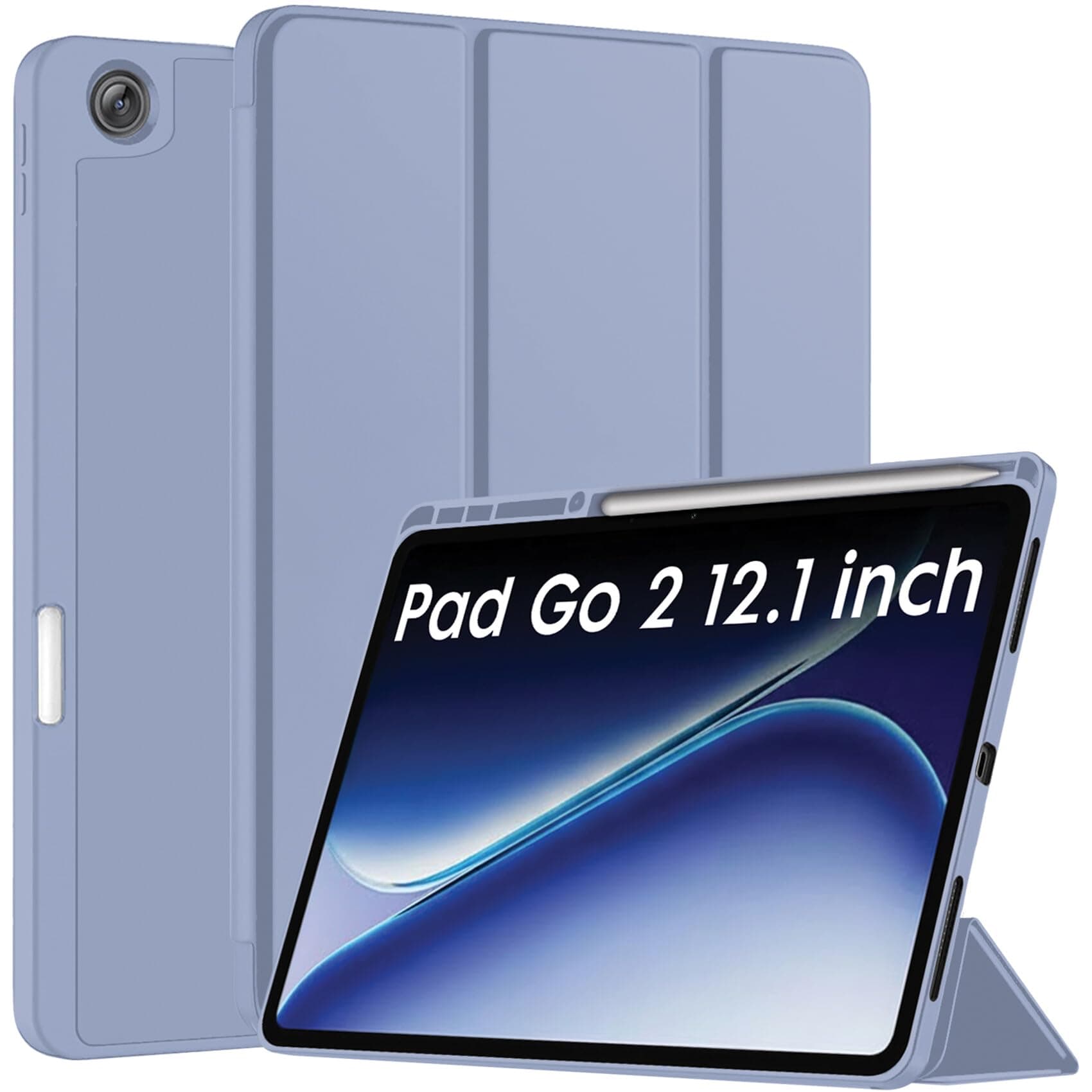Robustrion Cover for OnePlus Pad Go 2 12.1 inch Cover Case with Pencil Holder, Trifold Cover Case for OnePlus Pad Go 2 Tablet Cover [Auto Sleep Wake Support] - Lavender