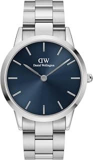 Daniel Wellington Iconic Analog Watch for man with Blue Round Dial & Silver Stainless Steel Bracelet Band Water Resistant Men's Wrist Watches - DW00100448K
