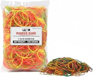 GLUN® Neon Color 3 Inches Width Rubber Bands (100 grams)