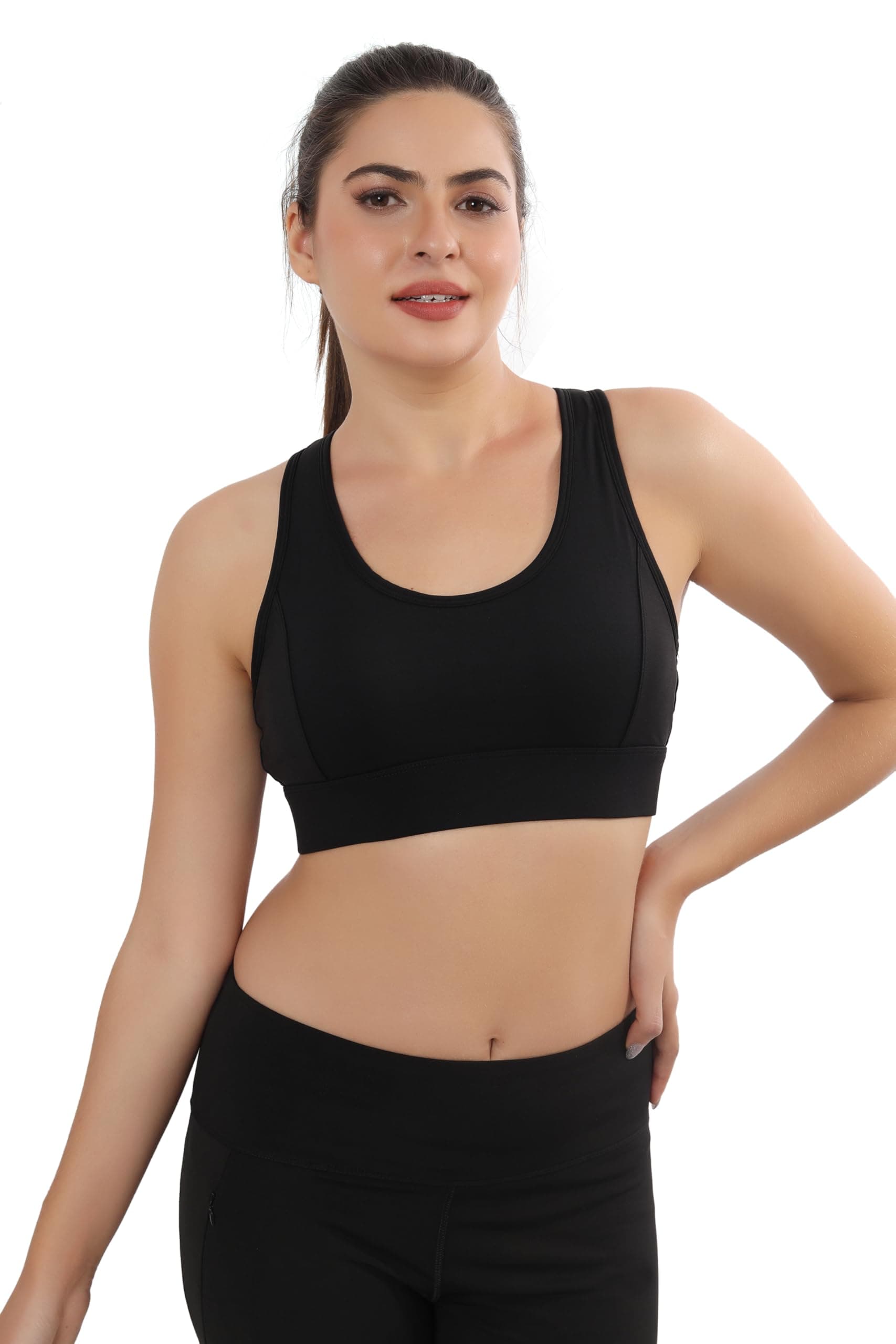 Fabluk High-Performance Sports Bra with Breathable Mesh Racerback, Removable Pads, Hook Closure - Stylish & Supportive Wear for Gym & Yoga