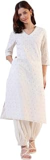 W for Woman Geometric Printed Metallic Hardware Straight Pure Cotton Kurta