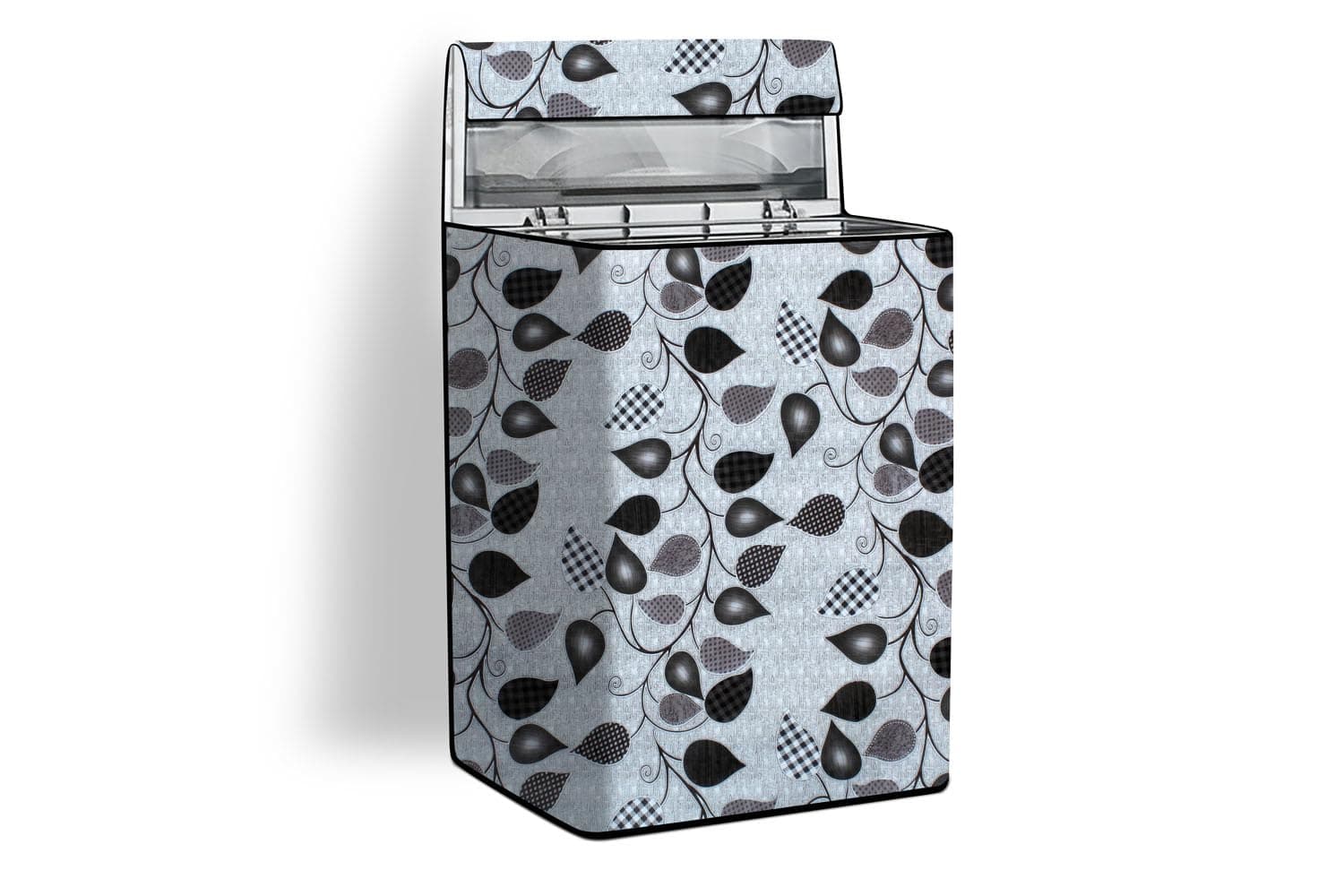 Stylista Washing Machine Cover Compatible for Whirlpool 7.5 Kg 5 Star Fully-Automatic Top Loading Washing Machine with in-Built Heater 360 BLOOMWASH PRO 540 H 7.5 Petals Pattern Grey