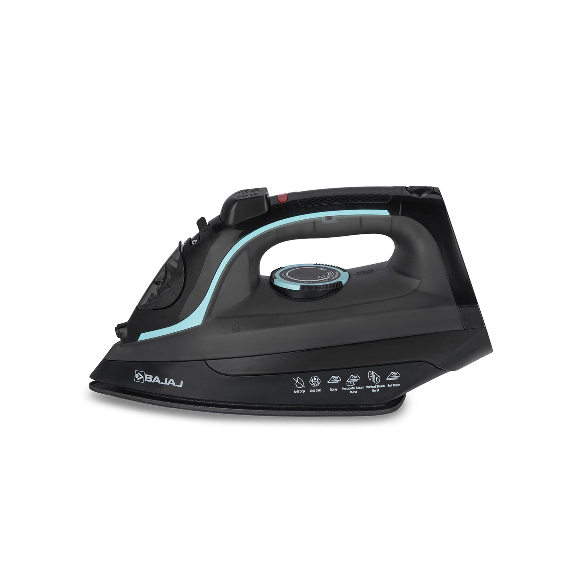 Bajaj MX 45 Steam Aluminium Soleplate Iron | 2000 Watts Power For Faster Ironing | Non Stick German Coated Technology | 220 Ml Water Tank Capacity | 2-Yr Warranty 【Black & Grey】