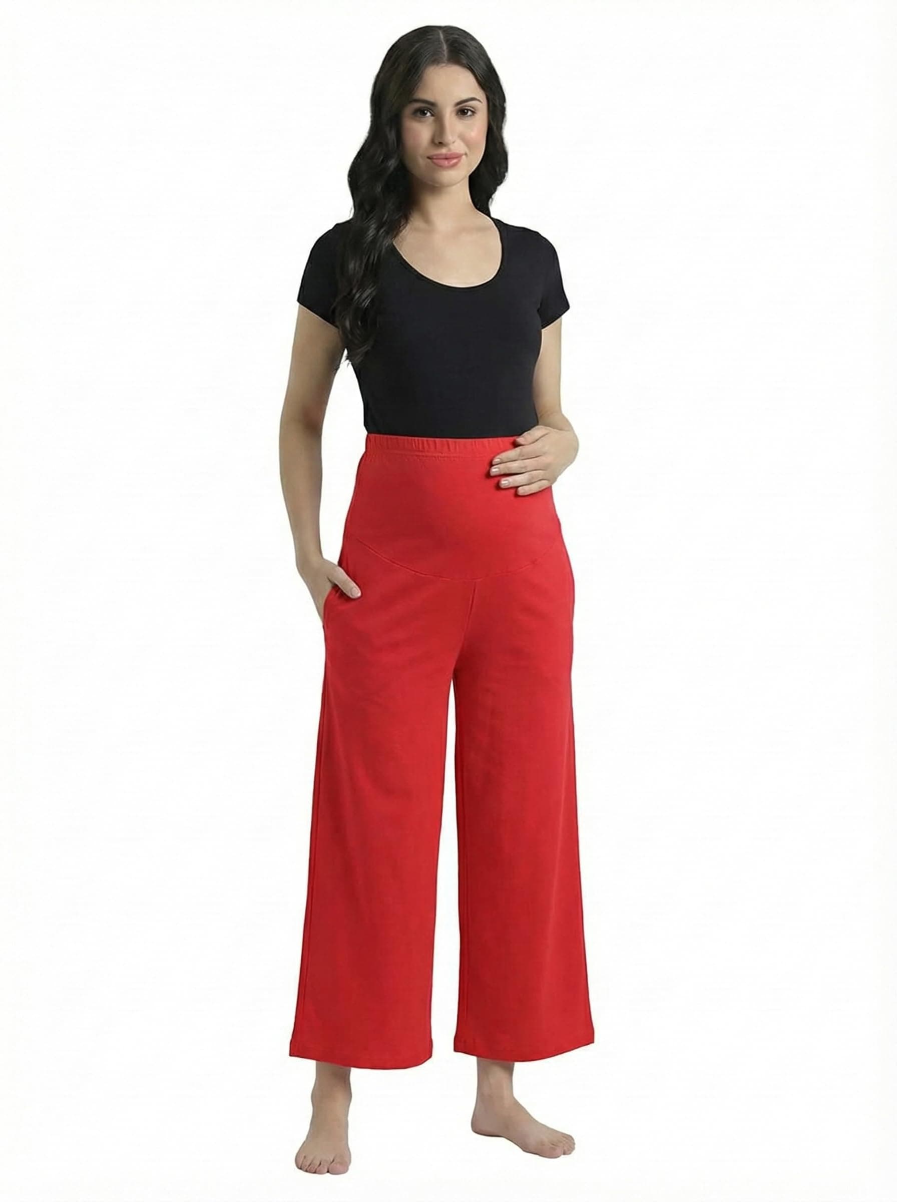 Evamomies Women's Cotton Maternity Palazzo for Pregnant Women Pre & Post Pregnancy