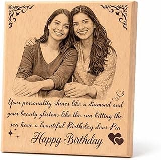 Customised Wooden Photo Frame with Engraved Photo & Message Tabletop, Rectangular Photo Plaque for Best Friends Birthday, Anniversary (4x5 Inch)