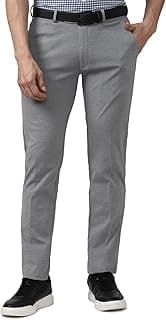 Peter England Men's Slim Fit Mid Rise Formal Stretchable Knit Super Trouser | Comfort Lycra | 360-Degree Stretch