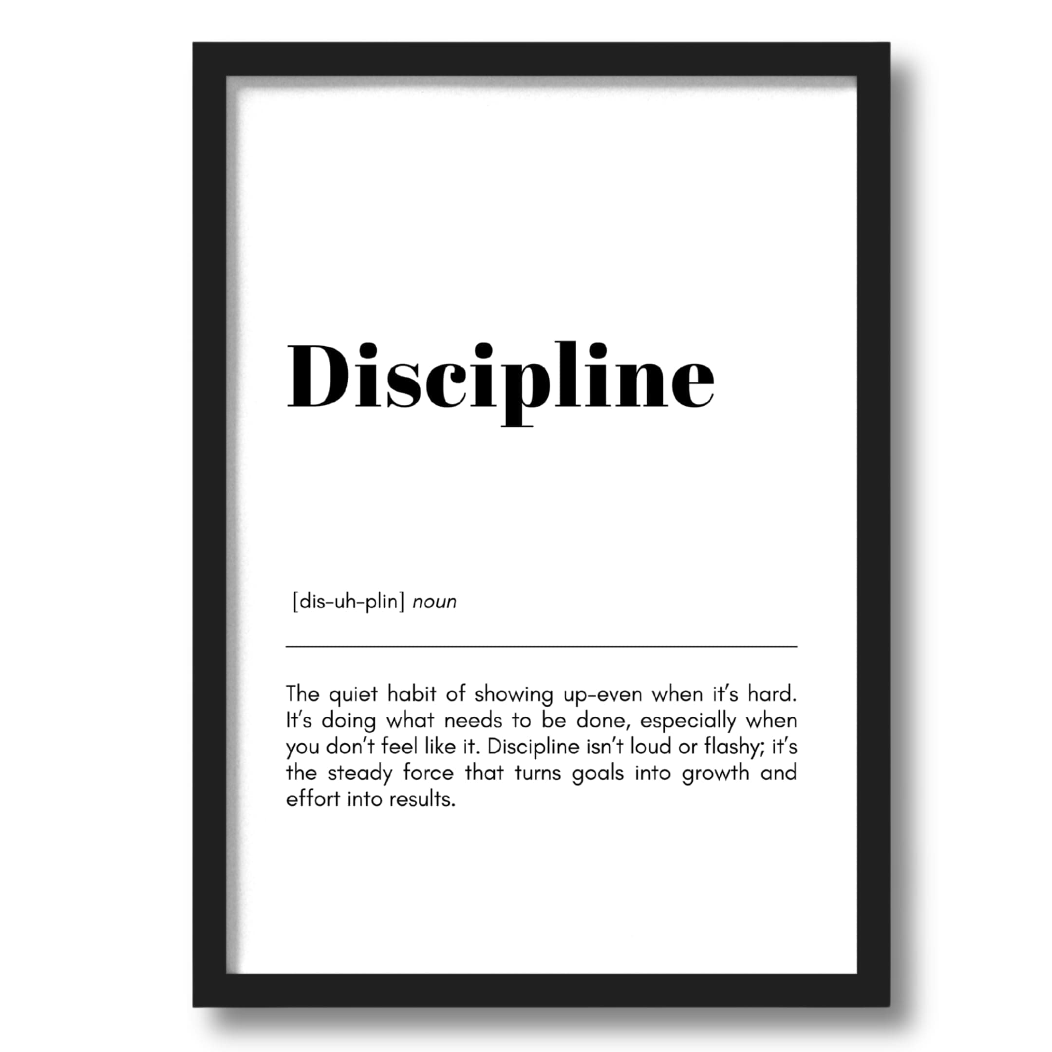 ArtAction Discipline Wall Frame Poster | Office Word Art Motivation for Study Room, Office | A4 Size | Framed Typography Poster | Inspirational Gift for Professionals, Students