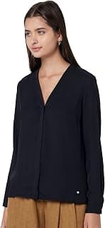 Allen Solly Women's V-Neck Top | Full Sleeve | Regular Fit | Soft Comfortable Fabric | Everyday Casual Essential