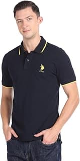 U.S. POLO ASSN. Striped Slim Fit Polo T Shirts for Men - 100% Cotton, Half Sleeves Mens Tshirt
