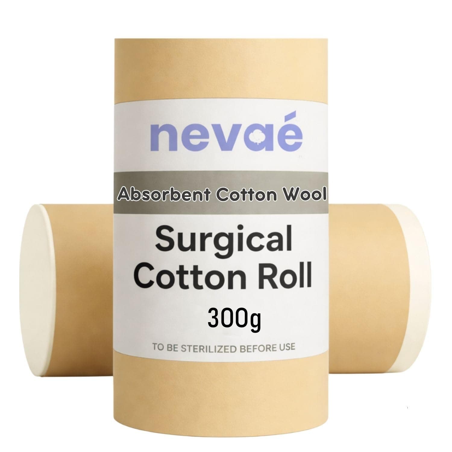 Nevae 100% Pure Cotton Roll| Absorbent Cotton Wool | Soft, Hygienic & Chlorine Free | For Medical, Baby Care, Makeup & Household Use (300gm)