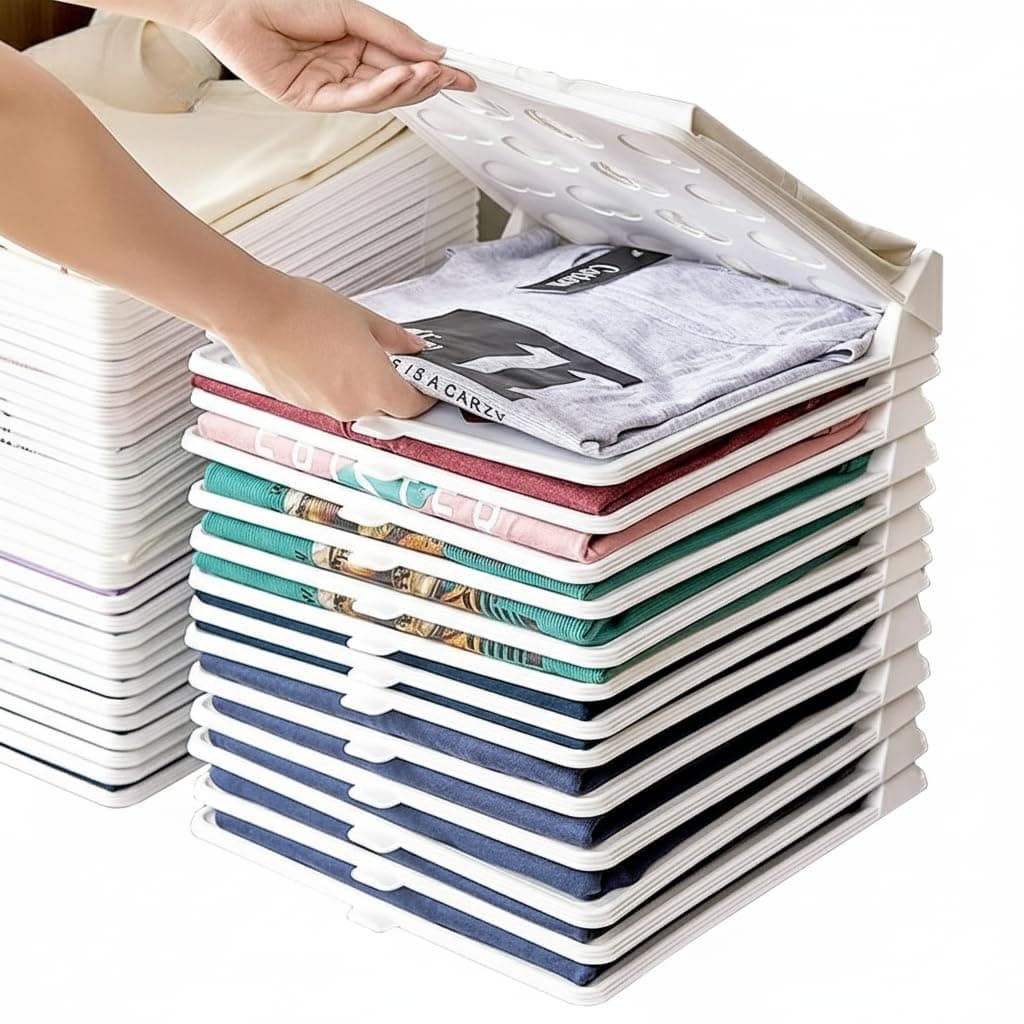 mechdel Effortless Closet Organizer/Shirt Organizer for Men/T Shirt Organizer/Sare Organiser/jeans/pants/iron clothe tray/Folding Board for Shirts (WHITE, 30PCS)