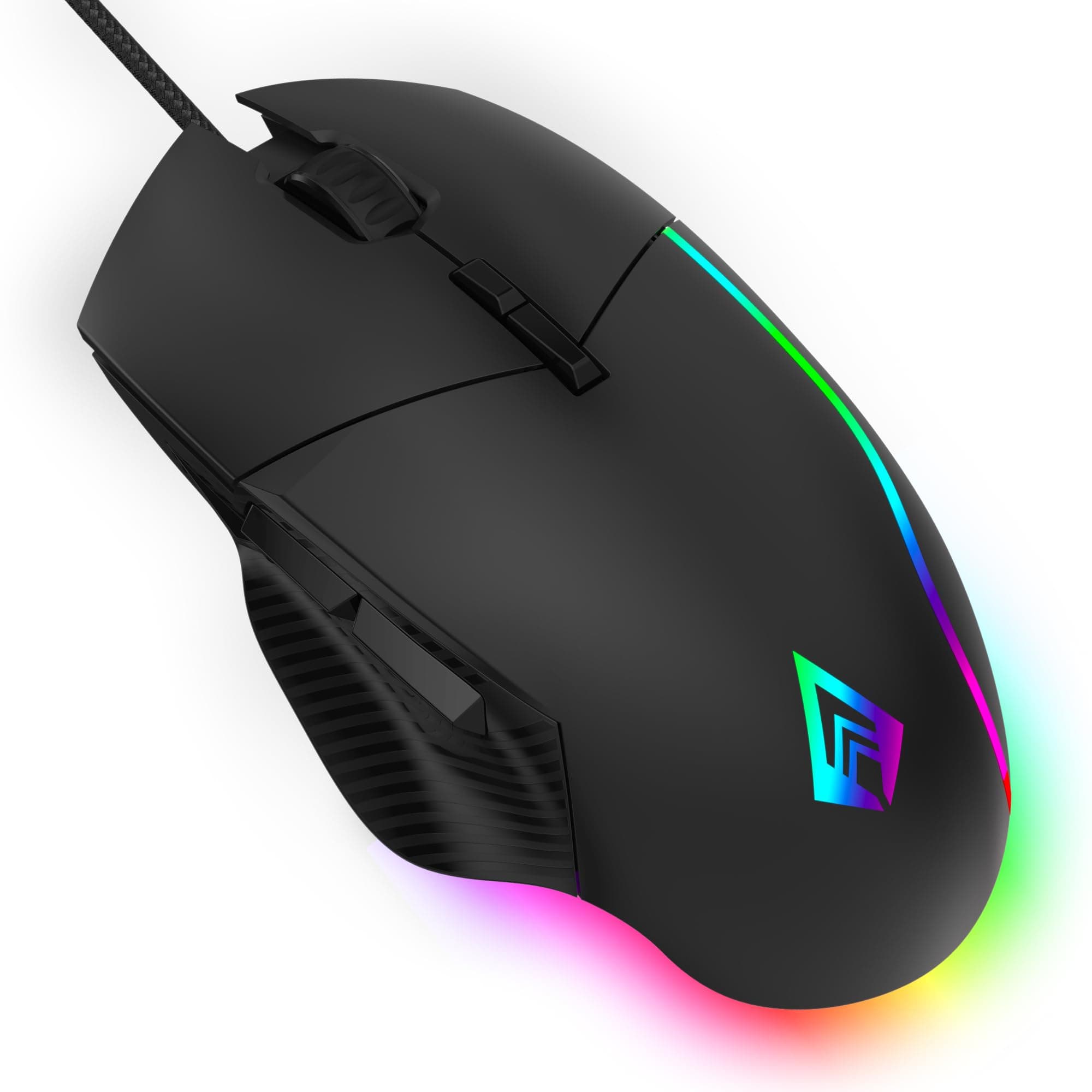 Archer Tech Lab Recurve 300 Wired Gaming Mouse,12000 Dpi with 1000Hz Polling Rate 8 Buttons, Support, 6 Mode RGB, Sunplus Sensor, 10 Mn+ Clicks Huyu Switches, Compatible with Pc/Mac - Black