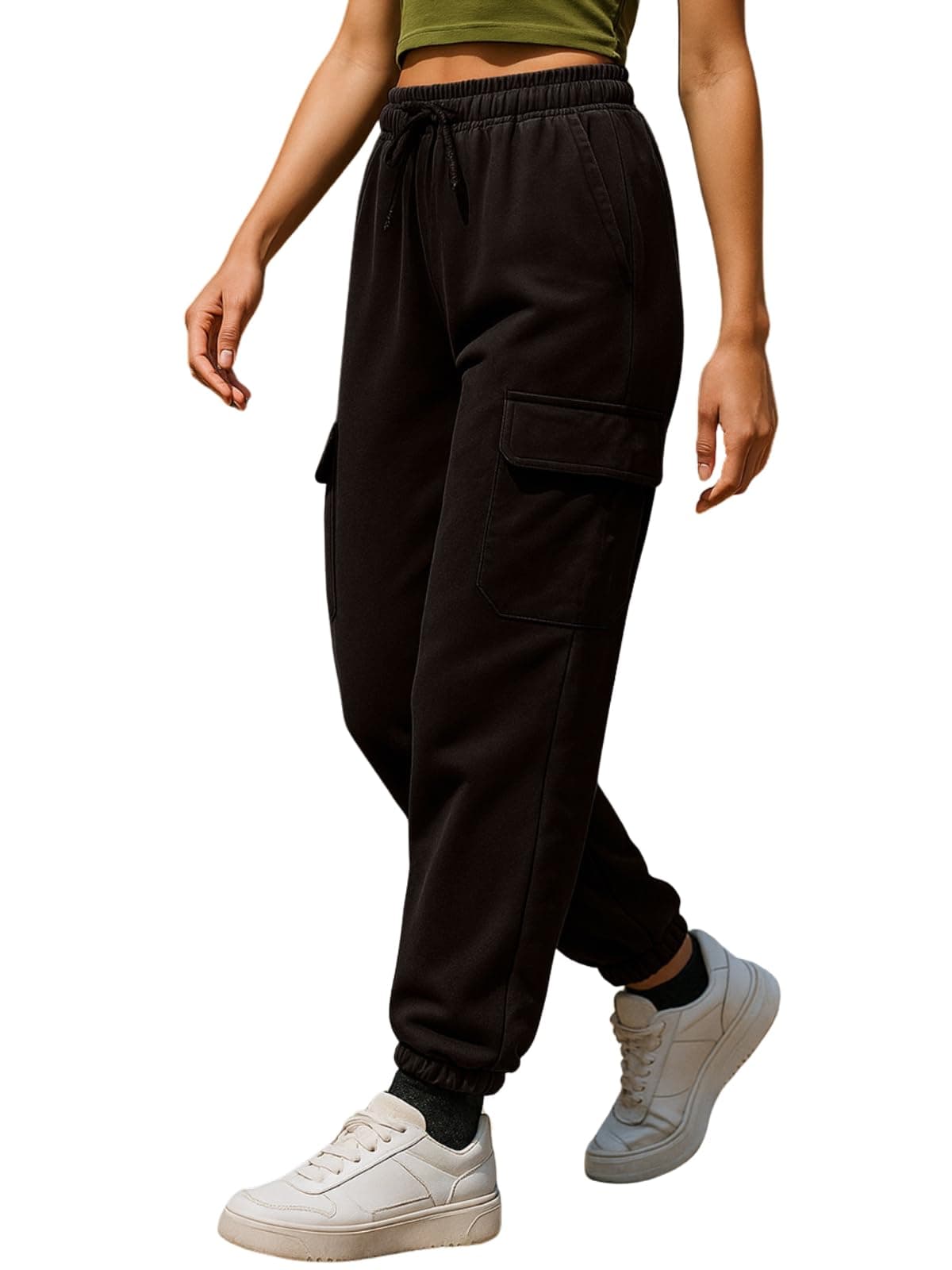 JUNEBERRY® 100% Pure Cotton Regular Fit Mid Rise Cargos with Pocket for Women & Girls