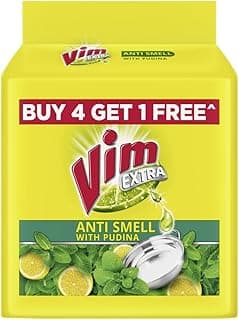 VIM Antismell Dishwash Bar with Pudina|| 190 g (Buy 4 Get 1 Free)