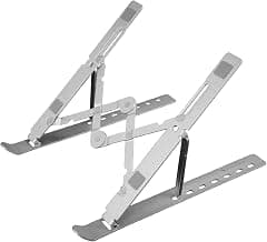 Zebronics NS2000 Plus Laptop Stand, Supports Up to 17-Inch Laptops, 5kg Load Capacity, 7-Level Adjustable Height, Ergonomic Foldable Design, Anti-Slip Silicone Pads (Silver)
