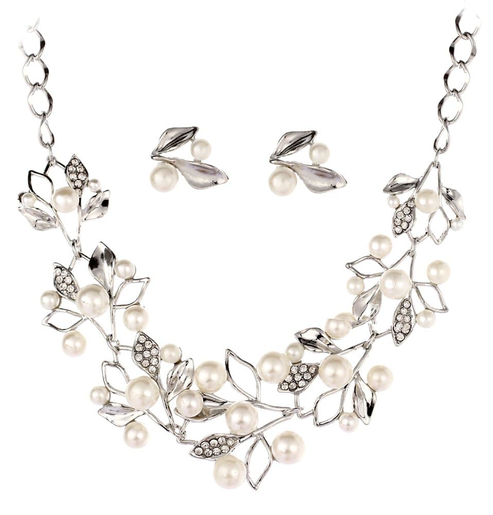 Shining Diva Fashion 18k Gold & Silver Plated Pearl Jewellery Set | Latest Stylish Design Fancy Traditional Jewellery | Trendy Celebrity Inspired Designer Jewellery