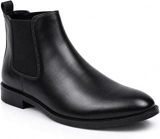 Generic Men's Black Chelsea Slip-On Ankle Boots Synthetic Leather