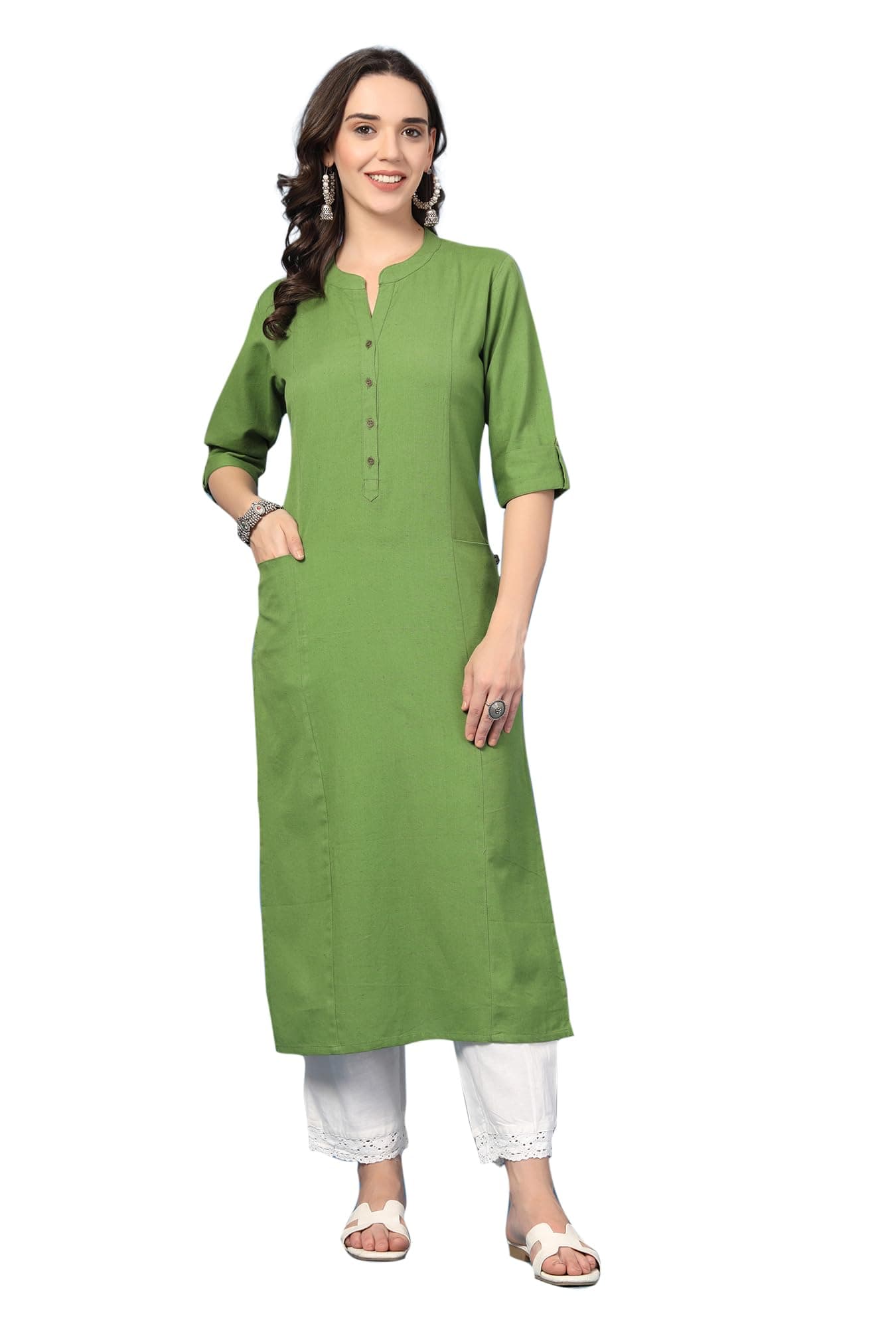 Pistaa's Women's Cotton Straight Fit Straight Kurta