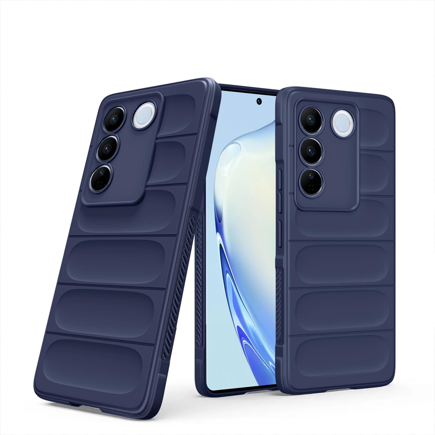 Amazon Basics Back Cover for Vivo V27 / V27 Pro 5G | Soft Matte Liquid Silicone TPU | Camera Protection | Shockproof Bumper Case (Blue)