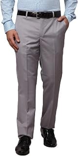 Park Avenue Men's Polyester Blend Plain Pattern Smart Fit Flat Front Formal Trouser