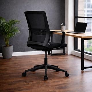 Varaha Neer BIS Certified Office Chair | 5 Year Warranty| Curved Armrest & Smart Tilt Locking System|Dynamic Lumber Comfort & Class 4 Hydraulic Gas Lift Cylinder|Gaming Desk Chair for HOM|Black
