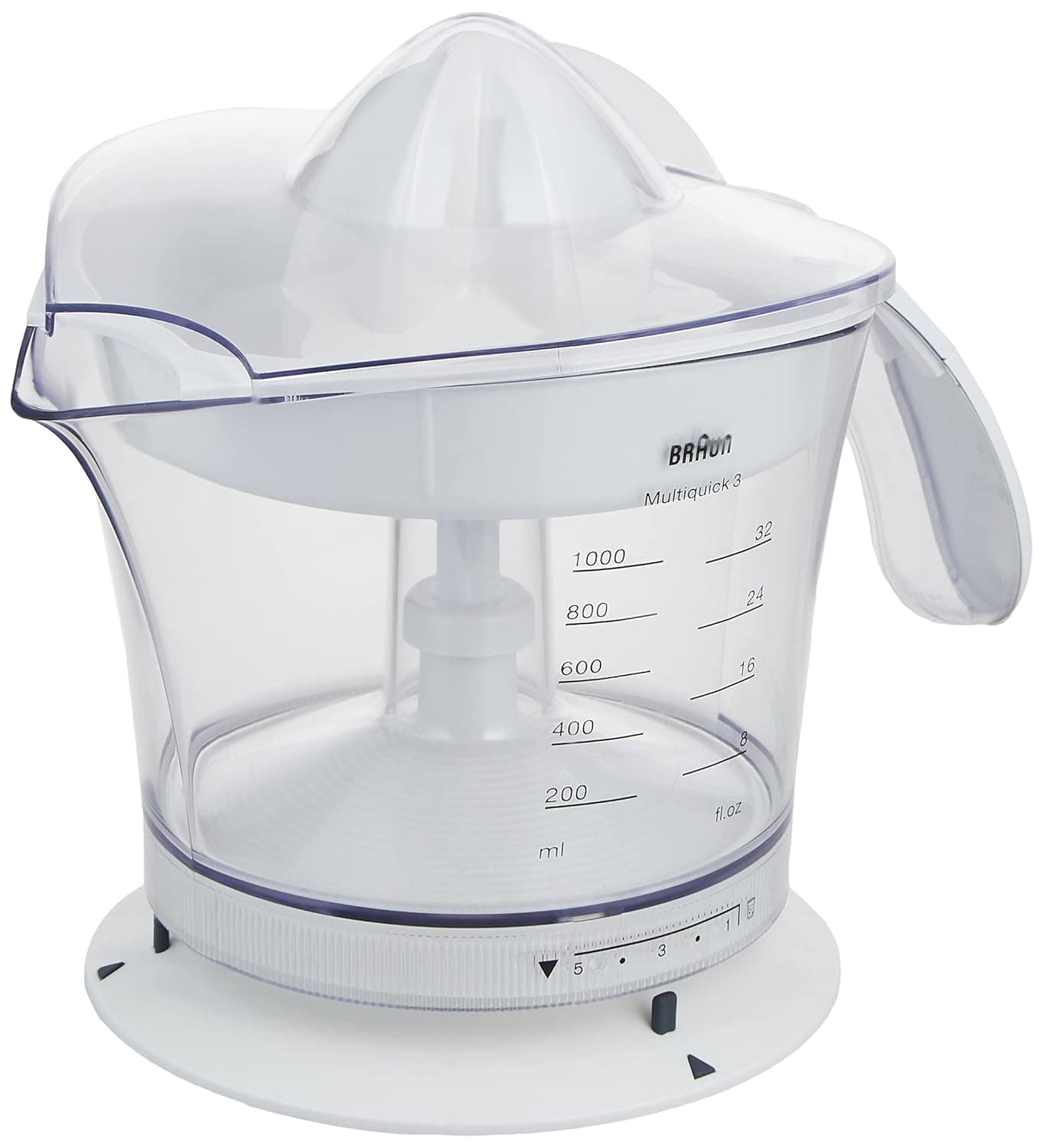 Braun Electric Citrus Juicer, CitrusQuick 3, Original German Brand, Patented Presscone: Get 10% more Juice, Smart Pulp Control, Auto Start Stop, Large 1L Capacity, Dishwasher Safe, 20 Watt, MPZ9