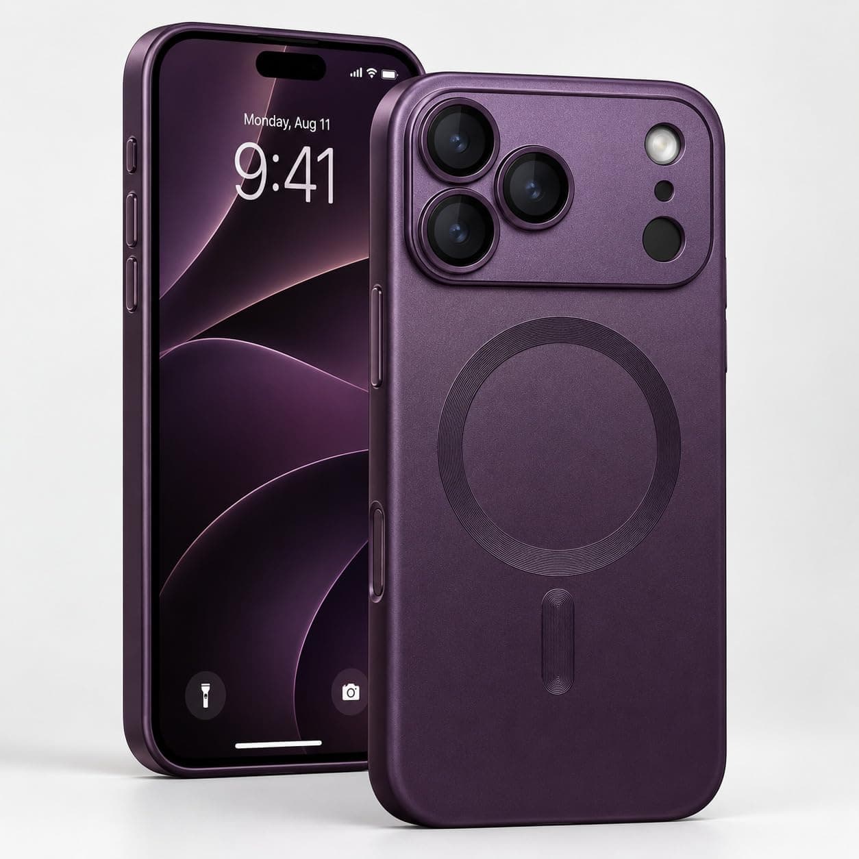 amazon basics Premium Mag-Safe Case for iPhone 17 Pro | Shockproof & Anti-Scratch Cover | Soft Silicone with Wireless Charging | Camera Lens Guard - Light Purple