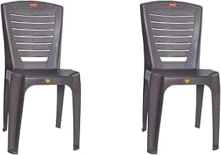 Prima Plastic Chair for Living Room | Set of 2 | Chair for Home, Living Room, Multipurpose | Stackable Chair Without Arm | 100% Virgin Plastic | Chair 4013 (Weather Brown Colour)