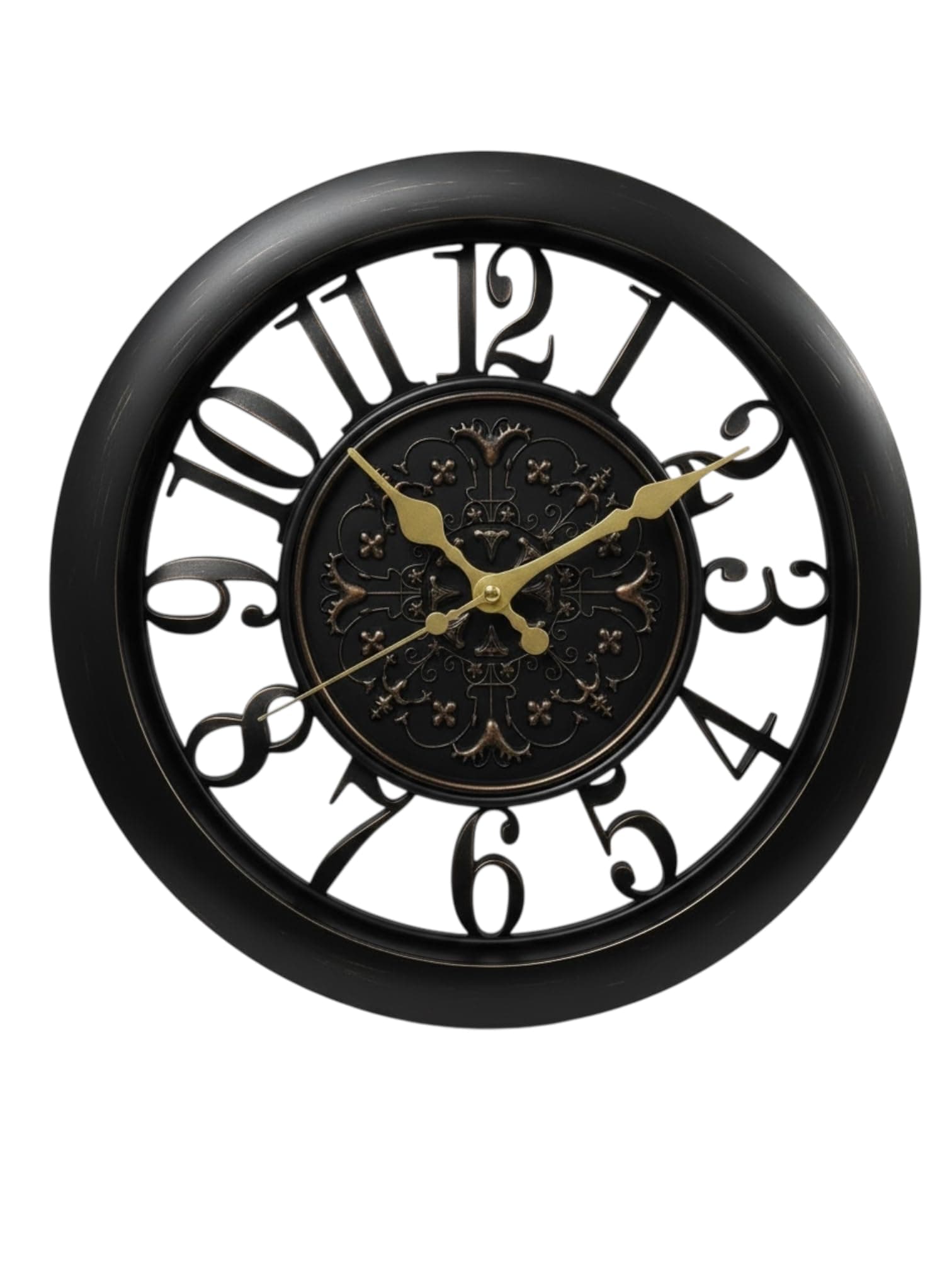 ODXO Decorative Wall Clock, Vintage Ornate Design, Available in Black and Golden Finish