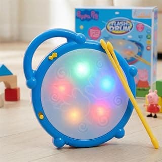 Hasbro Peppa Pig Theme Flash Drum Musical Toy with 3D LED Lights, 9 Songs & 9 Drum Sounds - Interactive Rhythm & Beats Toy - Pink Educational Sensory Toy | Birthday Gift for Kids 3+ Years