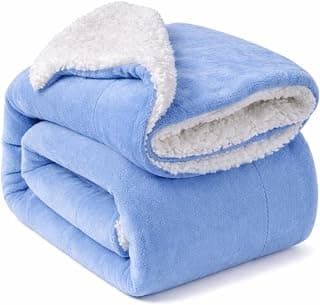 BRANDONN Baby Blanket 130x105 cm – Ultra Soft Dual Layer Sherpa & Flannel, Lightweight Warm Newborn Blanket for Crib, Stroller, Travel & Feeding, Skin-Friendly, 1 Month Till 5 Years (Sky Blue)