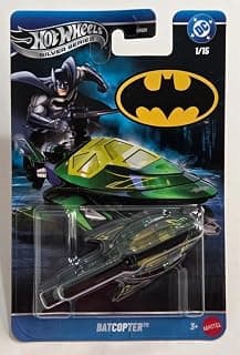 Hot Wheels Toy Car, Batman-Themed 1:64 Scale Batman BATCOPTER Die-Cast Vehicle, Popular Hero or Villain Casting from The Global Franchise (Styles May Vary)