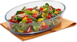 SIGNORA WARE Bake 'N' Serve Borosilicate Glass Oval Dish | Crystal clarity | Heat Resistant | Dishwasher, Microwave & Oven Safe | Baking & Serving | Mixing Ingredients ( 700 ml | Clear )