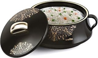 CELLO Midas Casserole Hot Pot Box for Daily Use & Kitchen 1500 ml, Black | BPA Free Serving Inner Steel Insulated Food Grade Airtight Sturdy Handle Casseroles Case Set for Roti Chapati Rice Biryani
