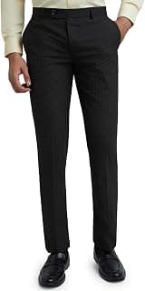 Park Avenue Men Regular Fit Checks Pattern Poly Viscose Blend Flat Front Formal Trouser