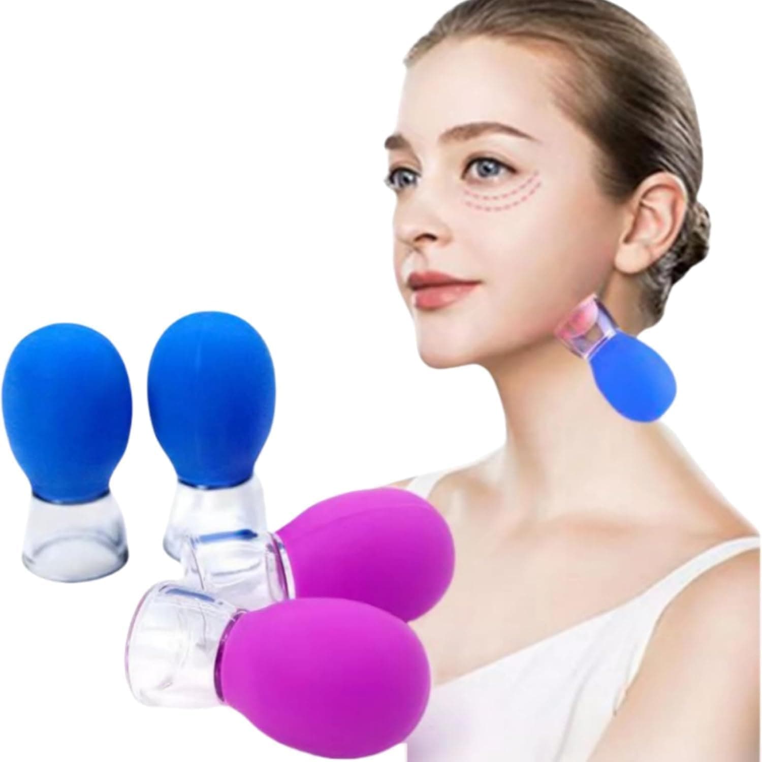 Glass Facial Cupping Set | Silicone Vacuum Suction | Cupping Professional Massager Therapy | A Kit For Anti Cellulite Lymphatic Therapy Sets | Anti Wrinkle and Instantly Ageless Skin | For Eyes, Face and Body Brand: QUIQSHIPP (2 Count (Pack of 1))