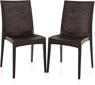 Varmora Designer Chair Set of 2 (Club - Brown) - Plastic