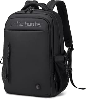 ah arctic hunter Arctic Hunter Backpack for Men Women 21L Stylish 15.6" Laptop Bag One-Day-Use Capacity Casual Laptop Backpack Multi-pockets Water-resistant Lightweight Padded Backpack for Office College,Black
