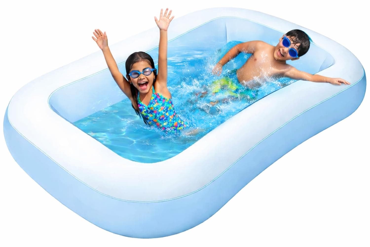 Toy Imagine 𝟓.𝟓 𝐅𝐞𝐞𝐭 Rectangular Inflatable Pool for Kids Full-Sized Bathing Tub for Boys & Girls 1–7 Years Indoor Outdoor Use Garden, Summer Party Pools (Blue, Pump Not Included) 𝐋𝐢𝐦𝐢𝐭𝐞𝐝