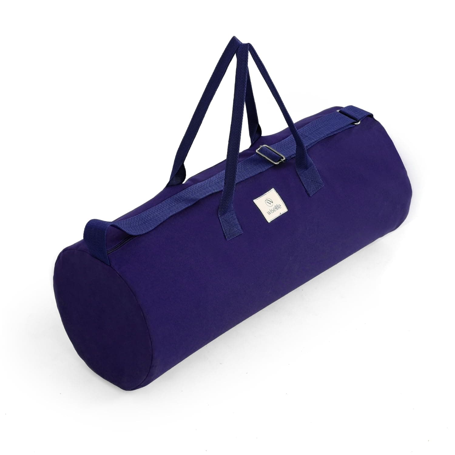 Wiselife Yoga Mat Bag for XL Mats – Blue | Durable Cotton Canvas, Full Zip Closure, Adjustable Strap, Spacious Side Pocket | Yoga Mat Carry Bag for Men & Women