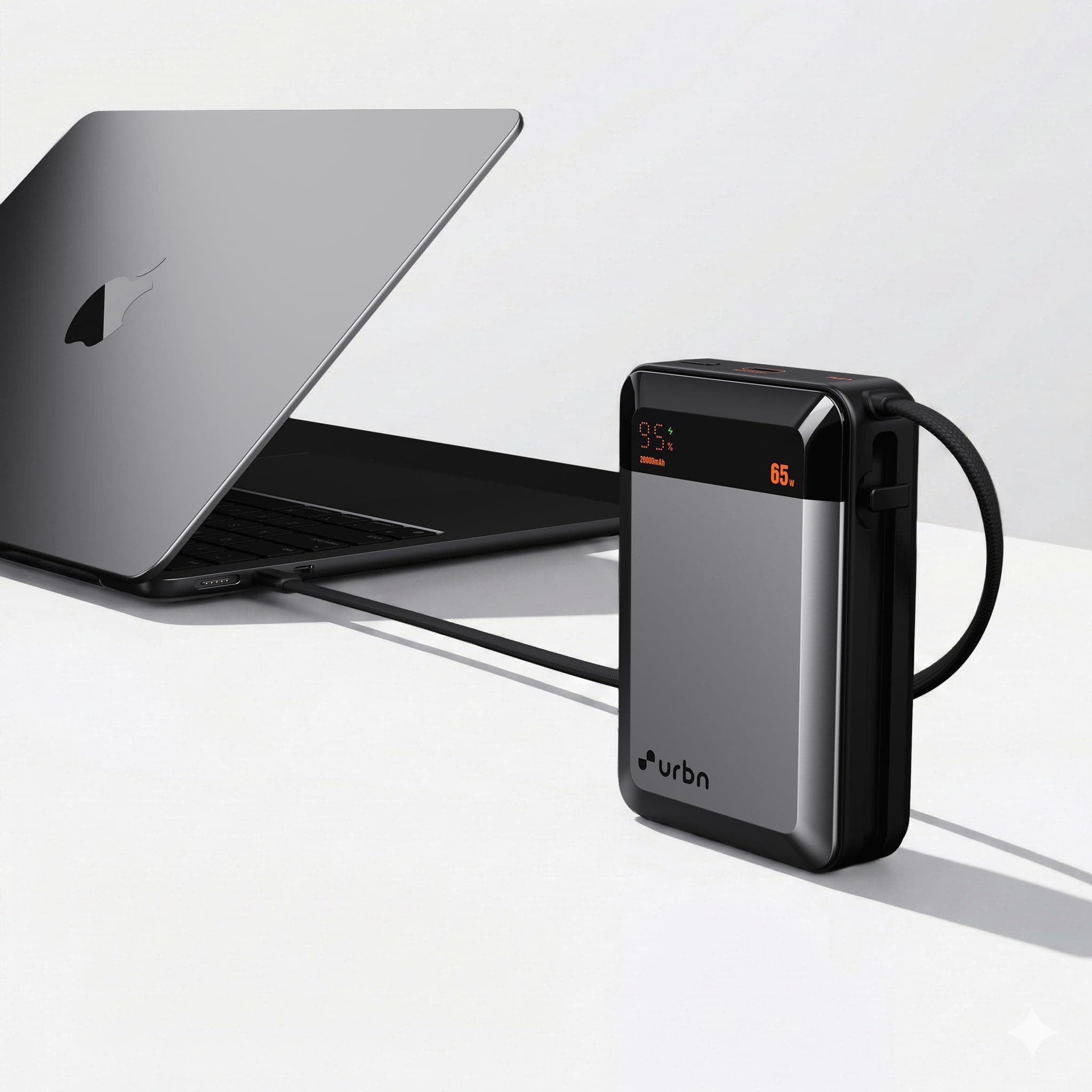 URBN 20000 mAh 65W Ultra Volt Power Bank | Dual Output | PD + QC Compatible | LED Display | Two-Way Fast Charge | Pass-Through Charging | for MacBook Air, iPhone, Samsung, Android & More (Grey)
