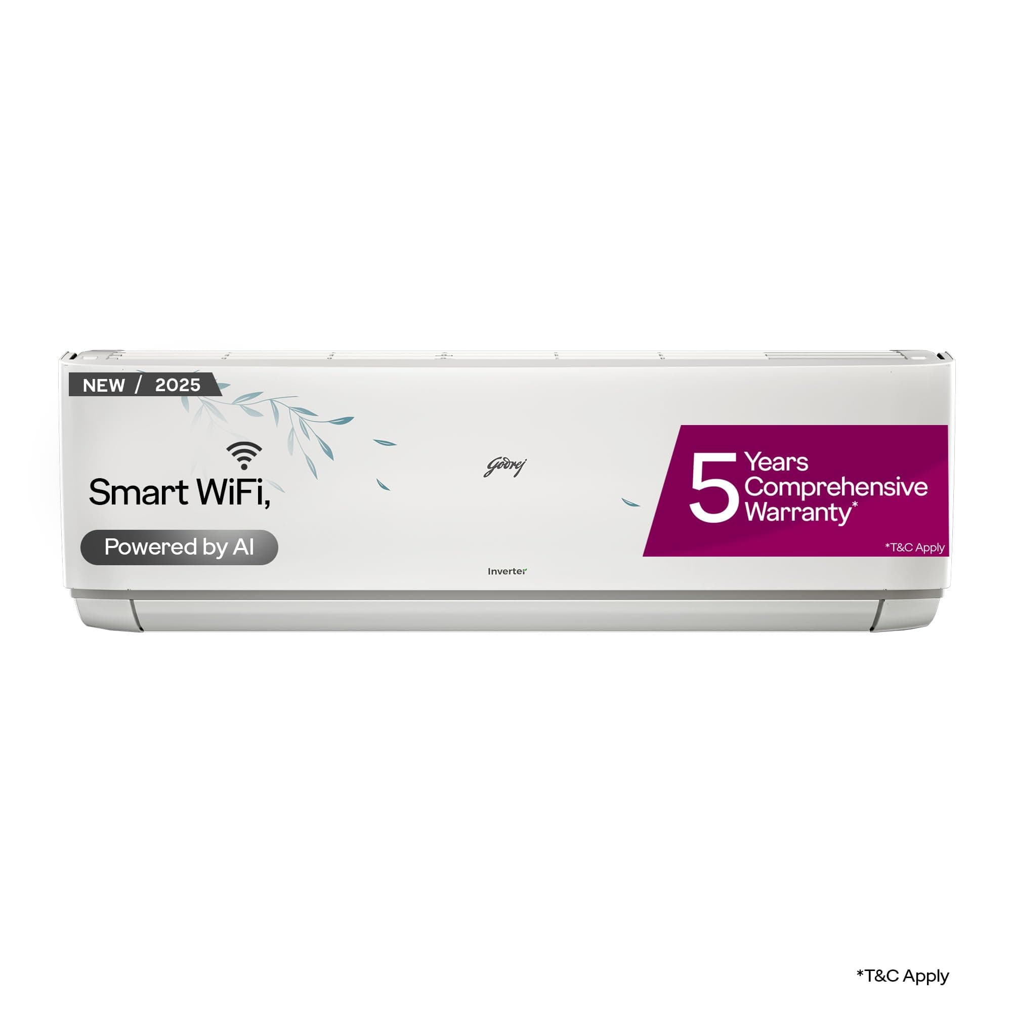 Godrej 1.5 Ton 3 Star, Wi-Fi, 5 Years Comprehensive Warranty, AI Powered, 5-In-1 Convertible Cooling, 4 Way Air Swing, Self Clean, Inverter Split AC (Copper, AC 1.5T EI 18AINV3R32 PYQ IVBL IOT, White)