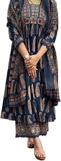 Nermosa Women's Printed Anarkali Kurta Palazzo Set with Dupatta
