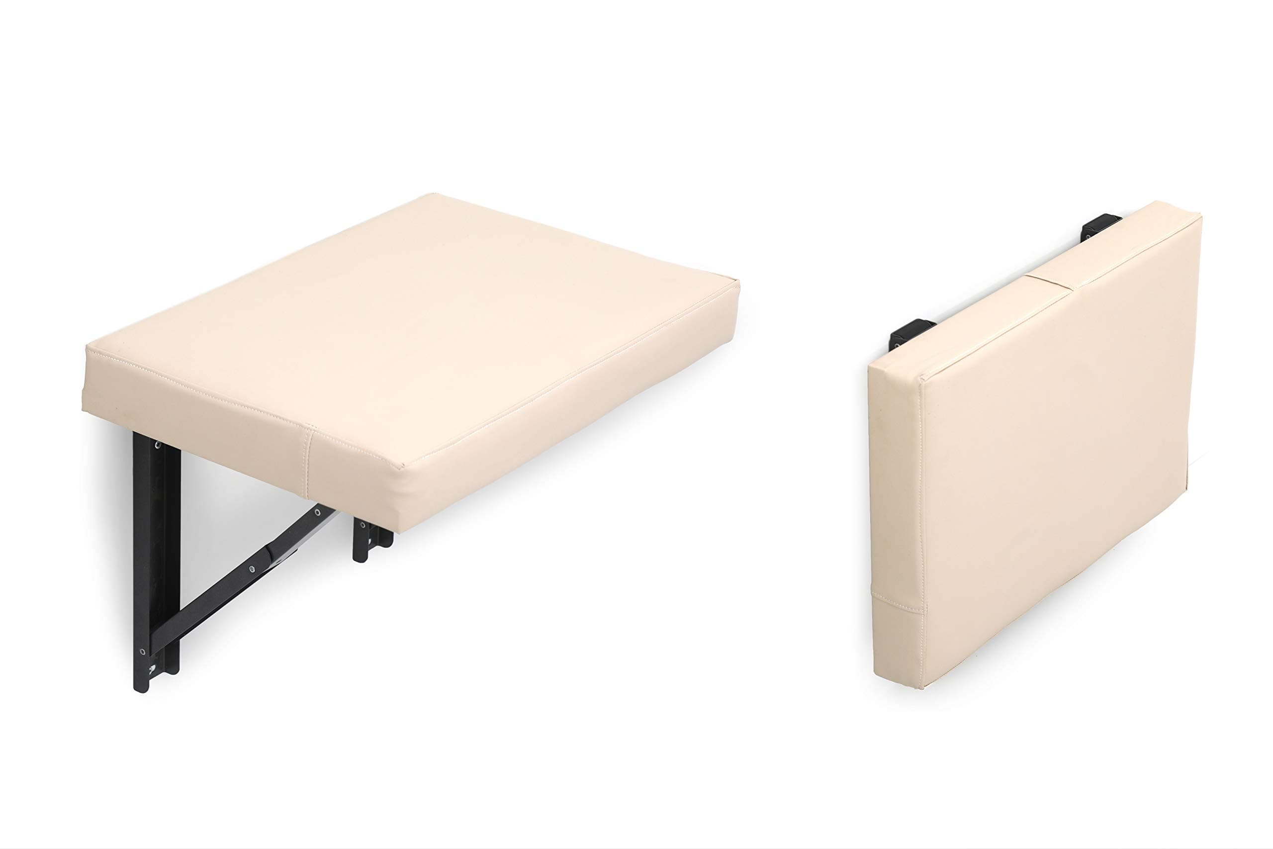 INVISIBLE BED Foldable Chair - Wall Mounted Cushion Seat (Beige, Fabric)