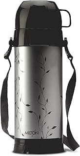 Milton Eiffel 1000 Vacuum Insulated Thermos Flask with Strap to Carry, 910 ml, Long Hours Hot & Cold Water Bottle for Office, Hiking, Trekking, Travel, Black